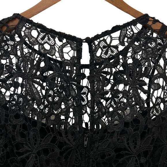 Bisou Bisou Black Lace Overlay Sheath Dress Sleeveless Midi Size 10 - Picture 9 of 13